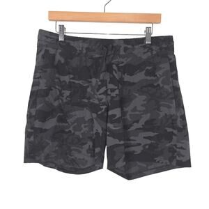 Tuff Athletics Shorts Mens XL Black Camo Athletic Drawstring Pockets Gym